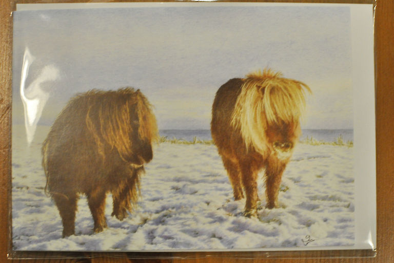 Two Ponies in Snow Card