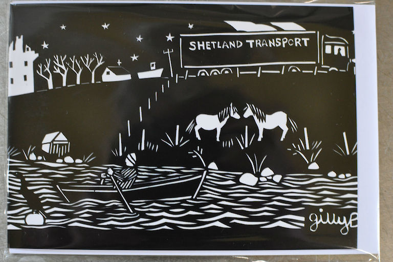 Shetland Transport Papercut Card (GB004)
